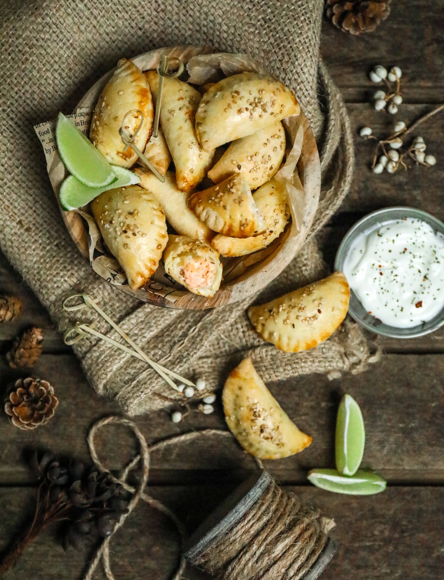 Empanadas de Saumon et fromage frais aux herbes