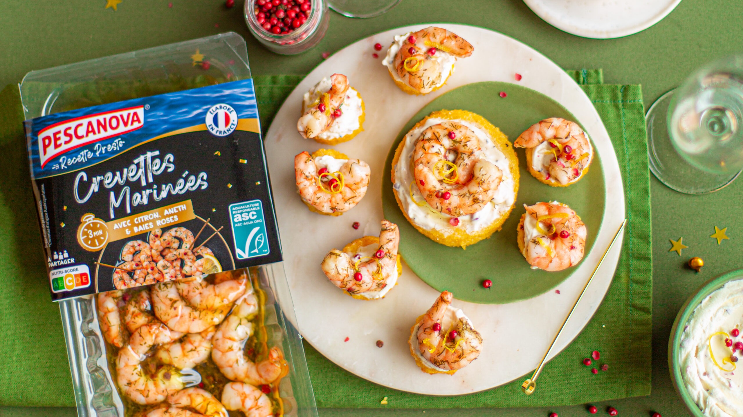 Canapés de Polenta aux crevettes Presto