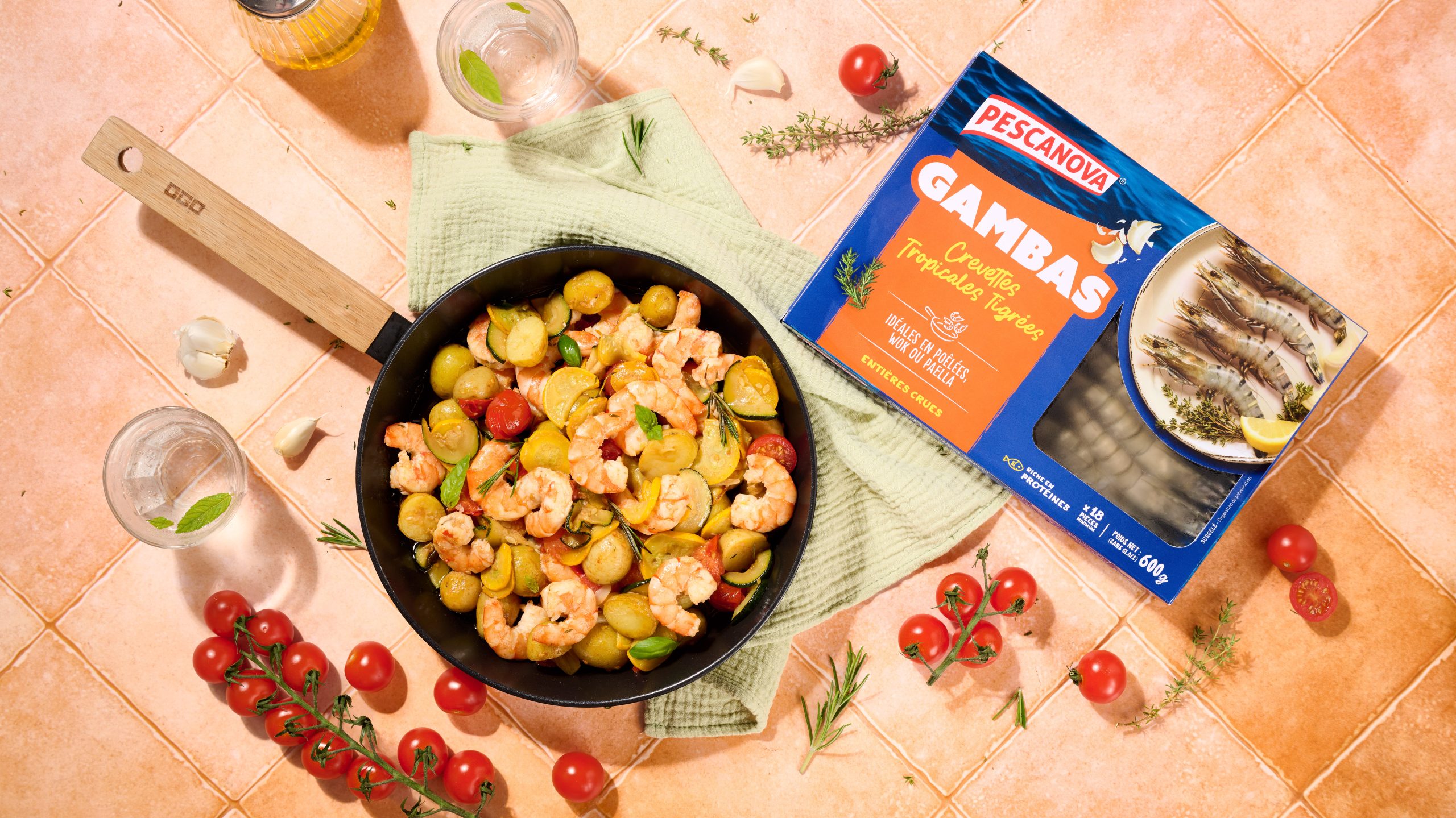 Poêlée de Gambas Tigrées à la Provençale